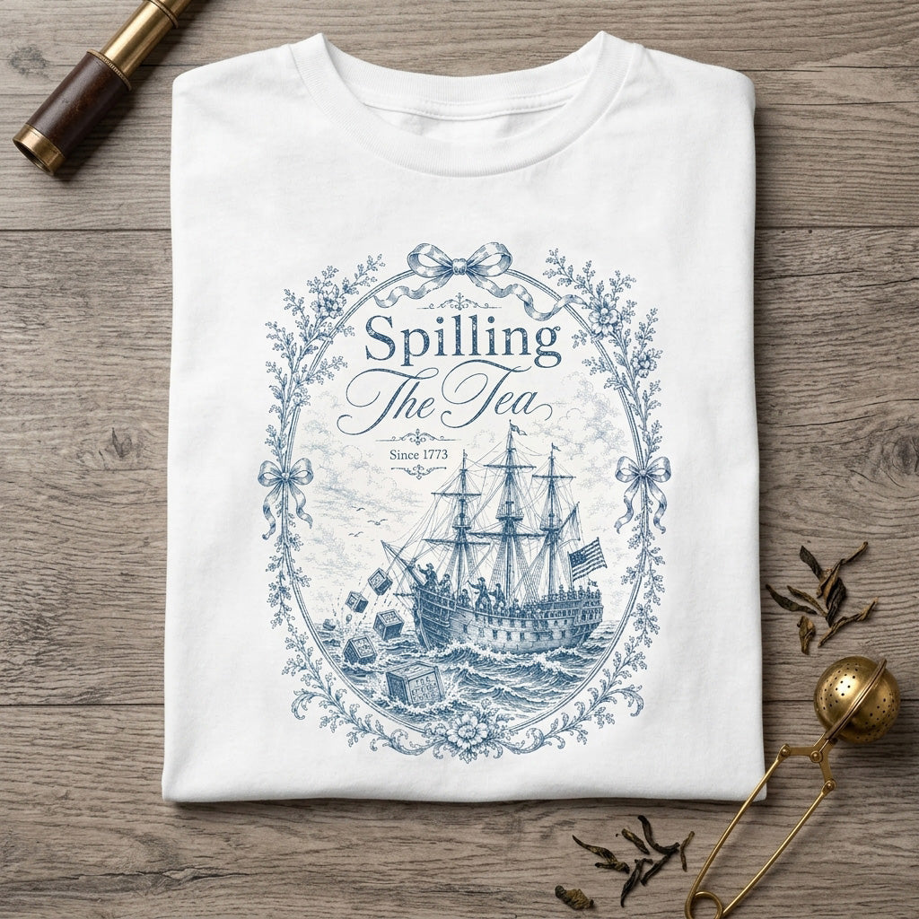 Blue Toile Spilling The Tea Since 1773 Shirt Vintage Patriotic Tee America 250th Anniversary Shirt Boston Tea Party Tee 1781680555942.jpg