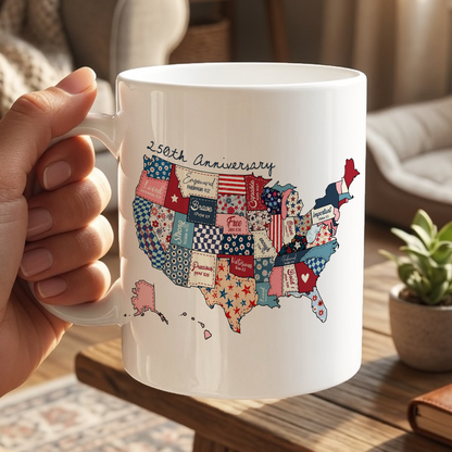 America 250th Anniversary Patchwork Map Mug Patriotic Usa 250 Years Coffee Cup Semiquincentennial Gift 1781681118754.png
