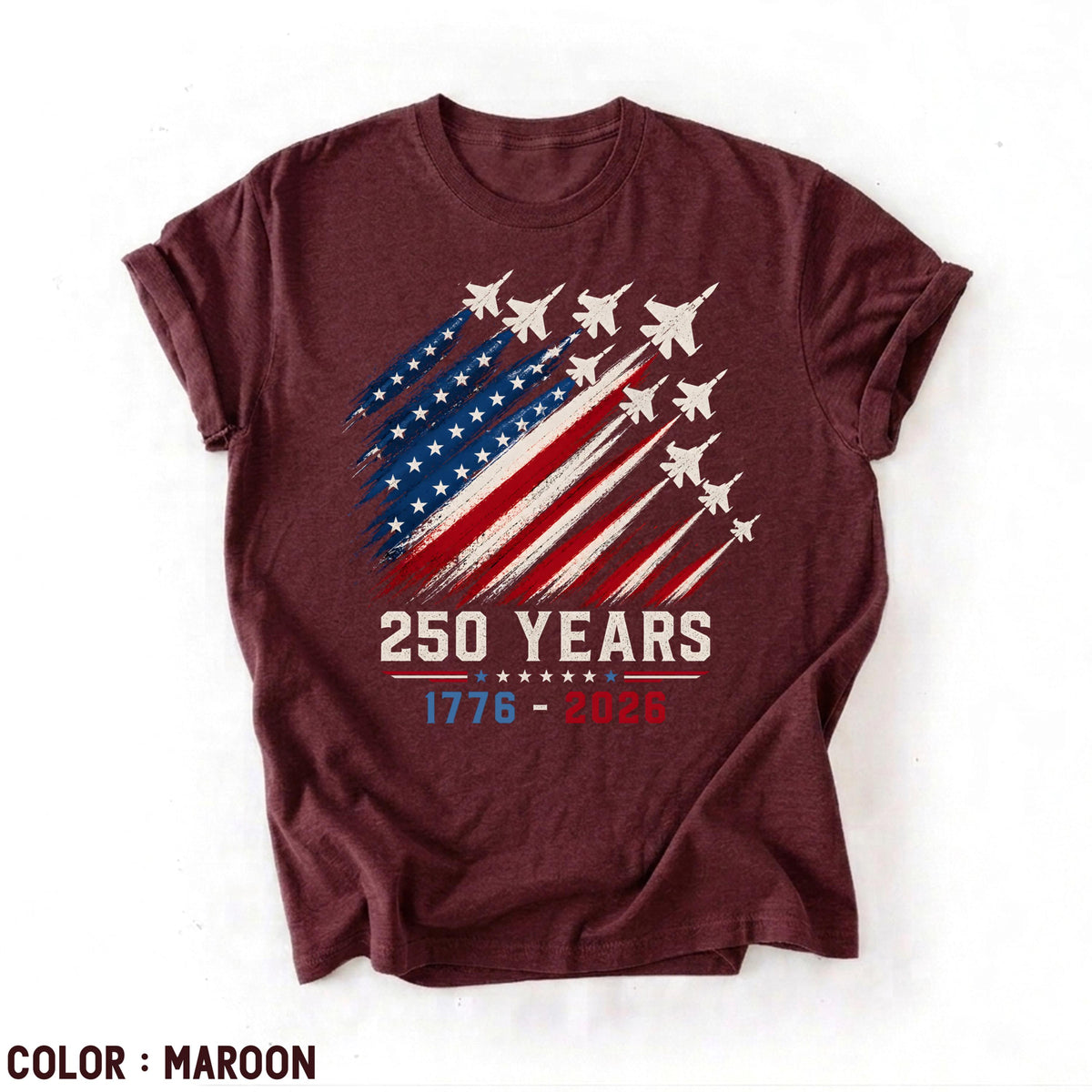 Usa 250th Anniversary Shirt 1776 2026 250 Years Tee Patriotic Jet Fighter Shirt 4th Of July Tee American Flag Freedom Tshirt 1781683878264.jpg