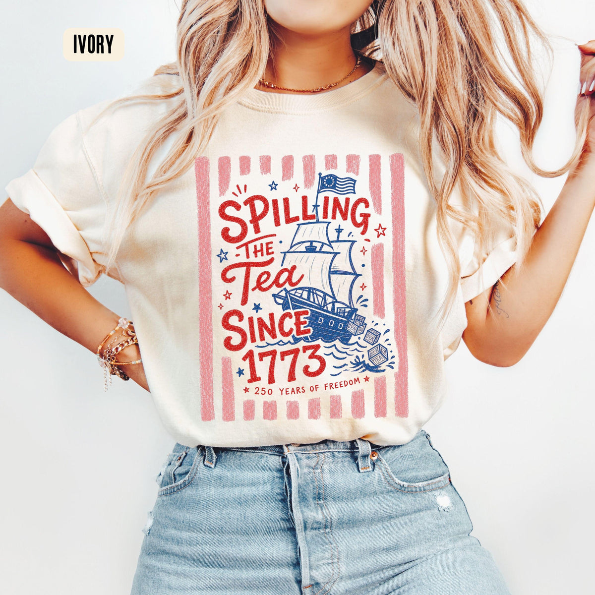Striped Spilling The Tea Since 1773 Shirt Funny 4th Of July Tee Preppy Patriotic Usa Shirt 4th Of July Party Tshirt 250th Anniversary 1781684862586.jpg