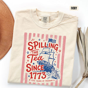 Striped Spilling The Tea Since 1773 Shirt Funny 4th Of July Tee Preppy Patriotic Usa Shirt 4th Of July Party Tshirt 250th Anniversary 1781684863394.jpg