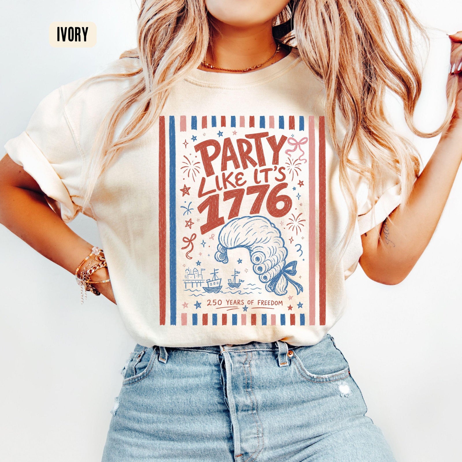 Funny 4th Of July Striped Shirt Preppy Usa Patriotic Tee 1776 Shirt 250th Anniversary Tshirt 4th Of July Party Crop Tee Patriotic Gift 1781687253439.jpg