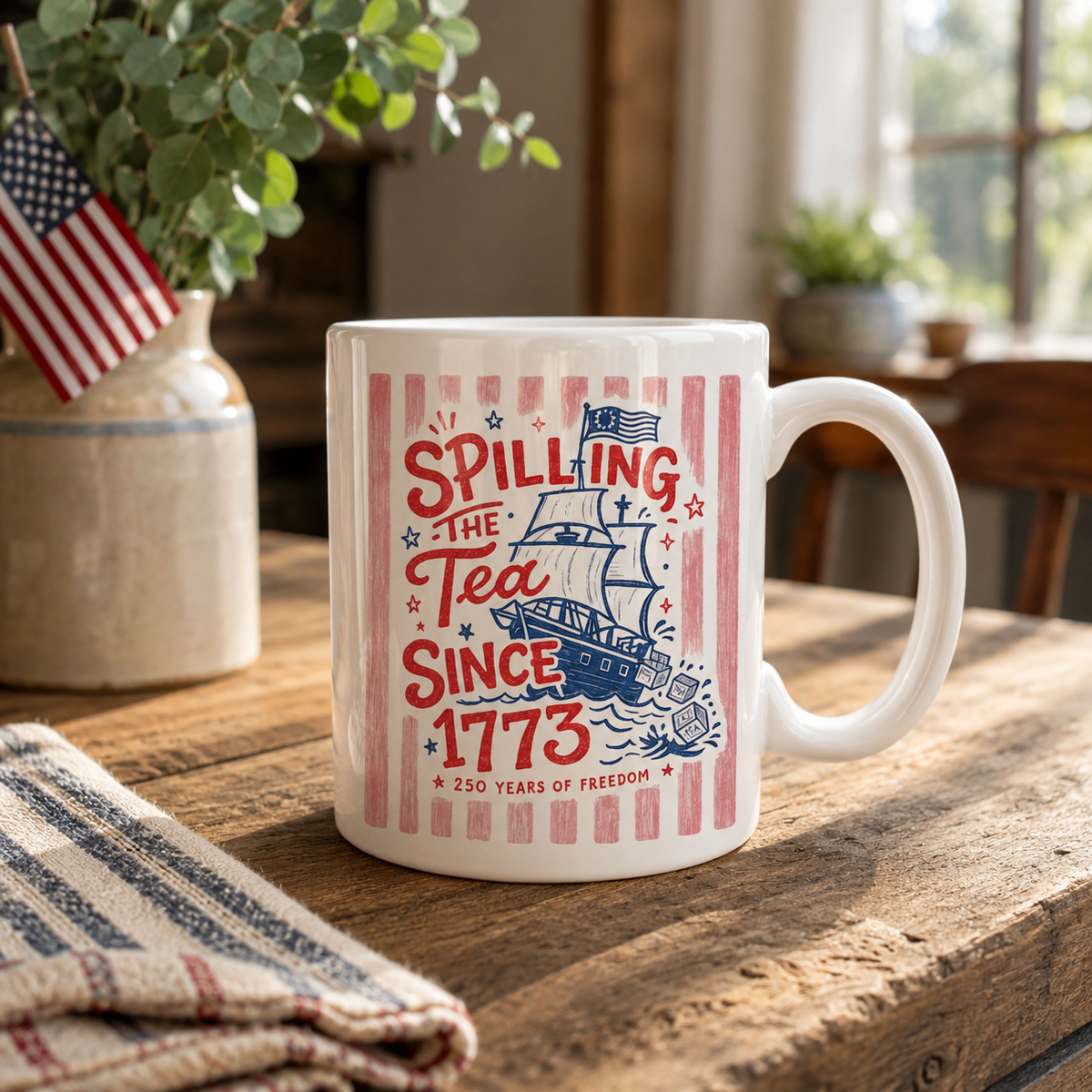 Spilling The Tea Since 1773 Mug America 250th Anniversary Commemorative Mug Usa 250 Vintage America Funny 4th Of July Mug Patriotic Gift 1781687737328.png