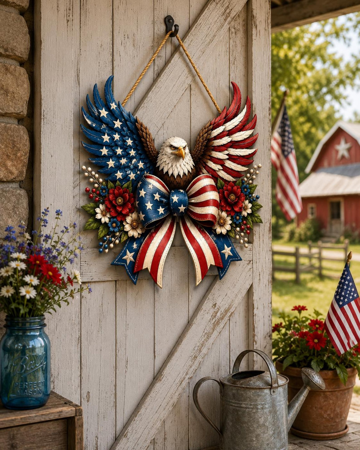 Patriotic Eagle Wooden Door Sign American Flag Wreath 4th Of July Front Door Hanger Usa Eagle Porch Decor Gift 1781688797330.jpg