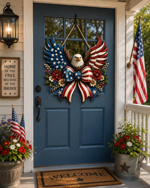 Patriotic Eagle Wooden Door Sign American Flag Wreath 4th Of July Front Door Hanger Usa Eagle Porch Decor Gift 1781688797401.jpg