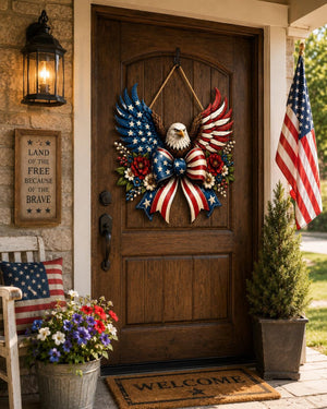 Patriotic Eagle Wooden Door Sign American Flag Wreath 4th Of July Front Door Hanger Usa Eagle Porch Decor Gift 1781688797404.jpg