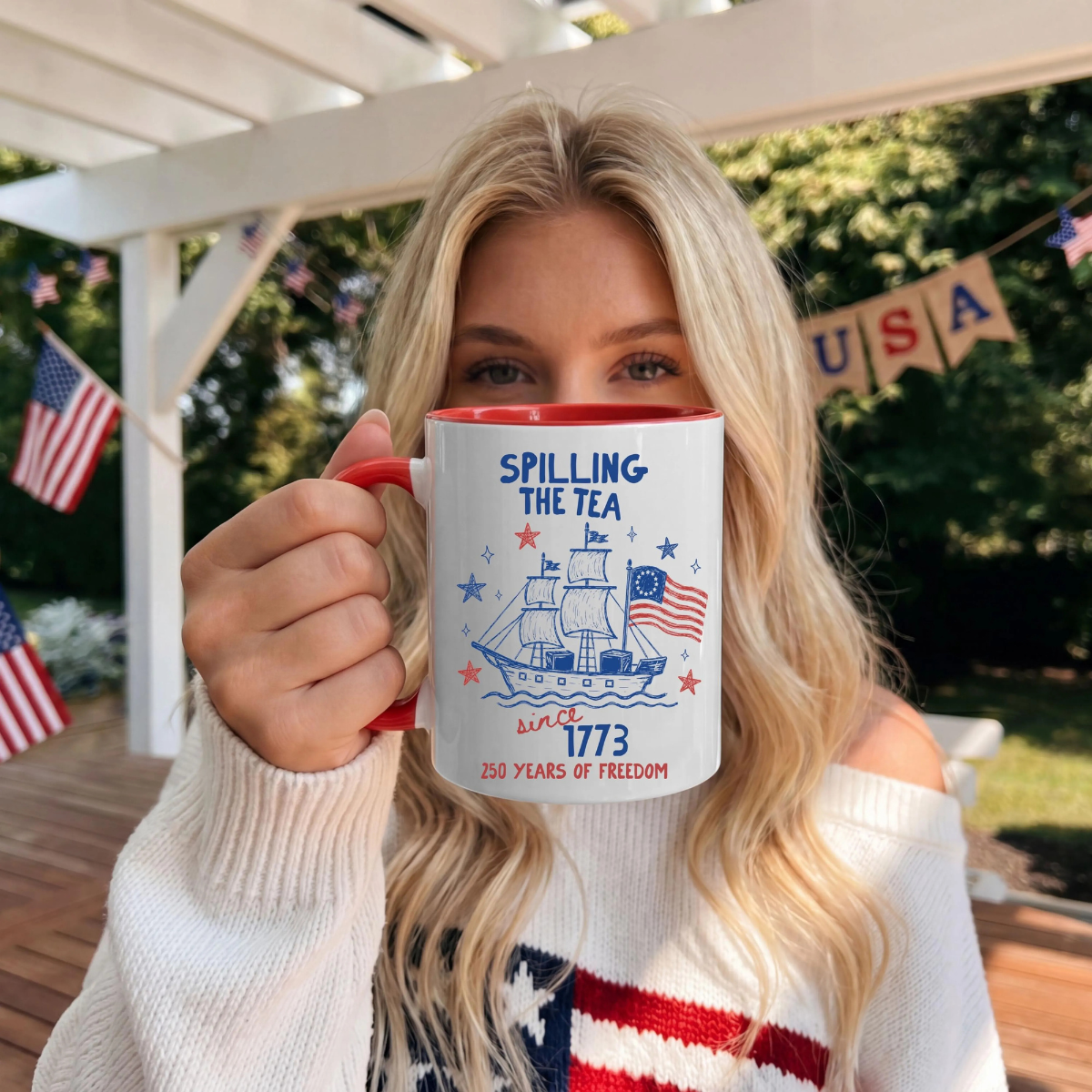Funny 4th Of July Mug Spilling The Tea Since 1773 Cup 250th Anniversary Usa Coffee Cup Patriotic Gift Red White And Blue Usa Flag Mug 1781689117941.png