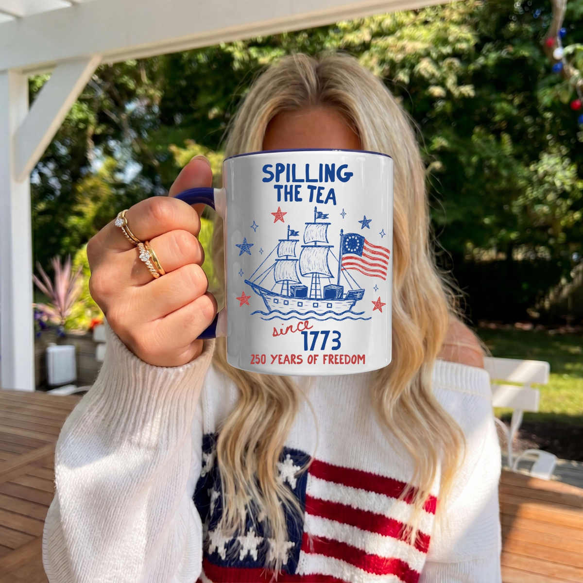 Funny 4th Of July Mug Spilling The Tea Since 1773 Cup 250th Anniversary Usa Coffee Cup Patriotic Gift Red White And Blue Usa Flag Mug 1781689118019.png