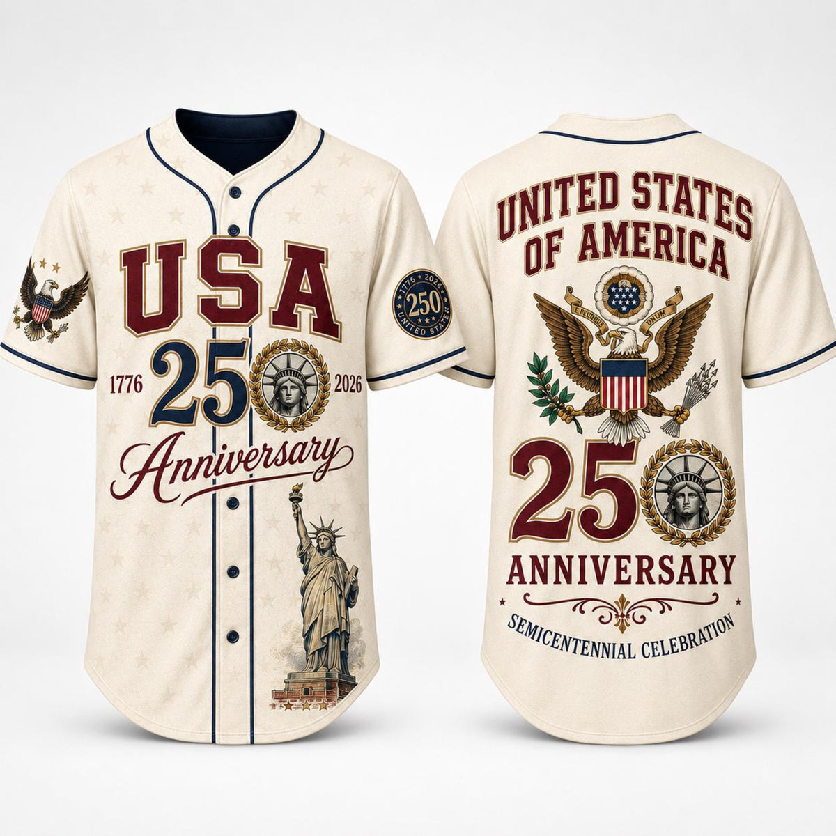 Usa 250th Anniversary Baseball Jersey America Semiquincentennial Shirt 1776 2026 Patriotic Jersey Statue Of Liberty 4th Of July Gift 1781754964937.jpg