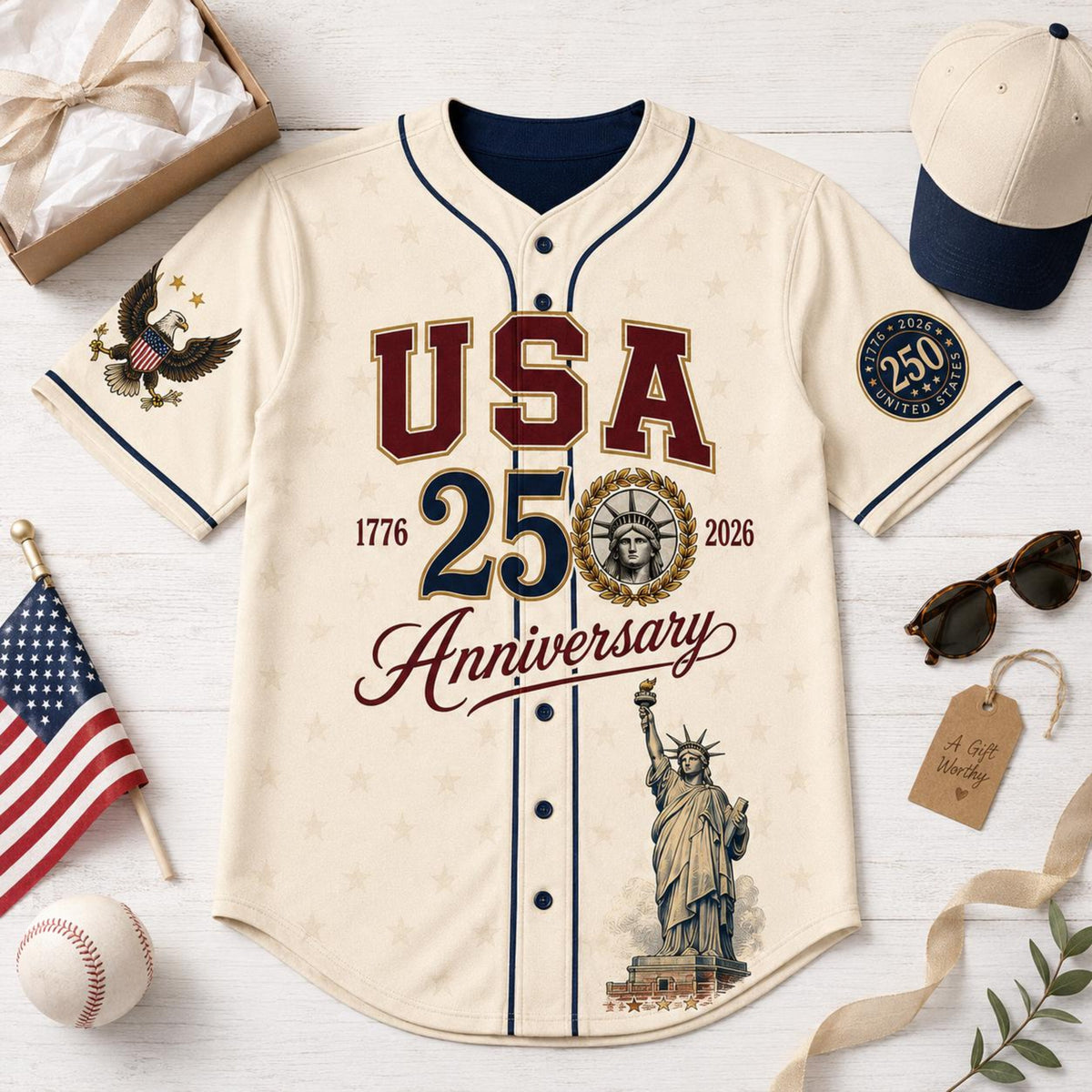 Usa 250th Anniversary Baseball Jersey America Semiquincentennial Shirt 1776 2026 Patriotic Jersey Statue Of Liberty 4th Of July Gift 1781754965287.jpg