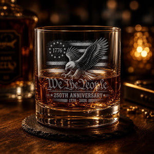 America We The People Whiskey Glass 250th Anniversary Printed Glass 250 Years Us Flag Patriotic Bourbon Glass 1776 2026 Rocks Glass Gift 1781859818556.jpg