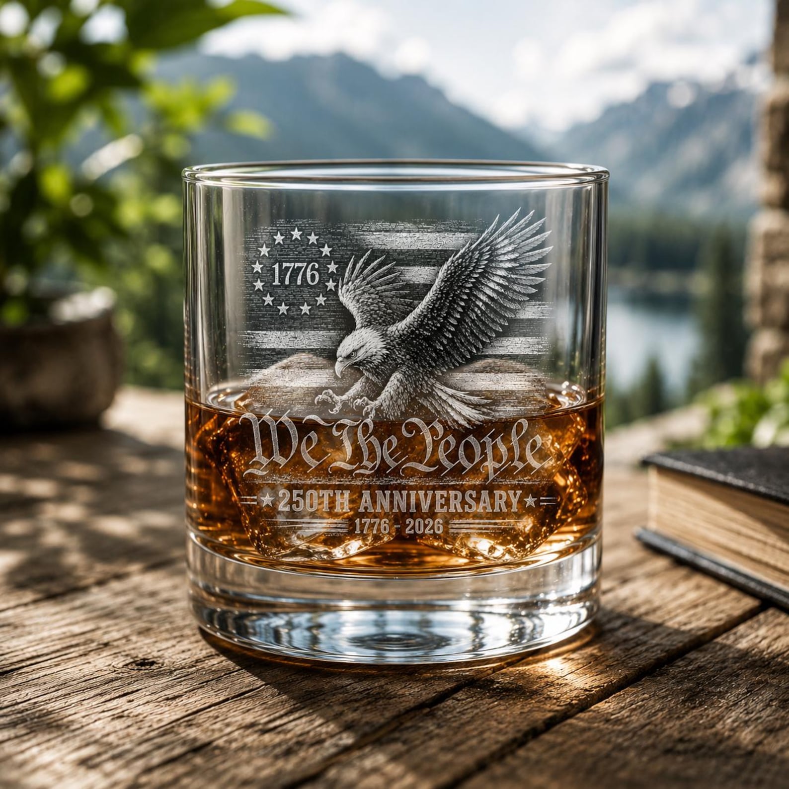 America We The People Whiskey Glass 250th Anniversary Printed Glass 250 Years Us Flag Patriotic Bourbon Glass 1776 2026 Rocks Glass Gift 1781859818597.jpg