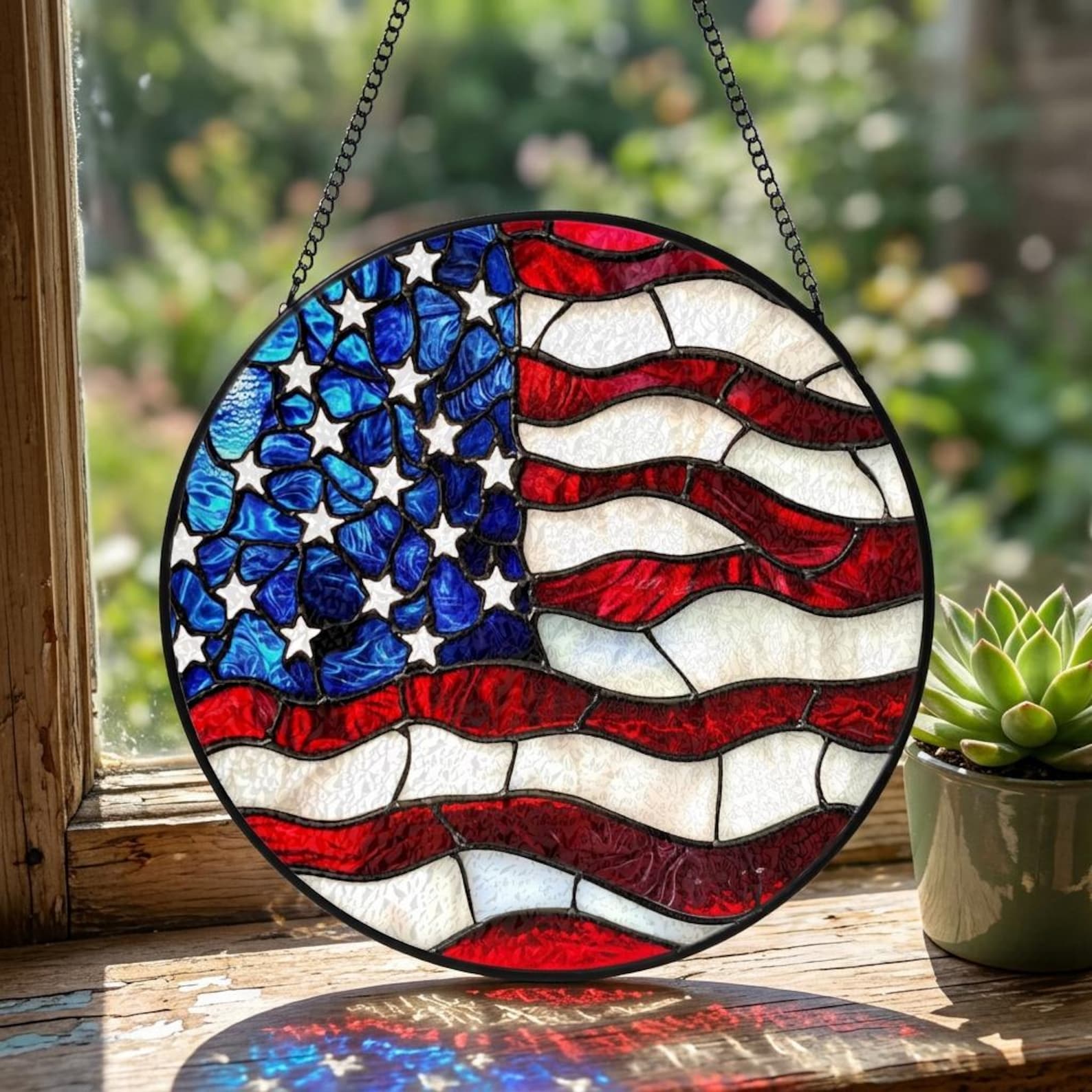 American Flag Stained Glass Suncatcherpatriotic Window Artvintage Veteran Army Decorveteran Day Gift 1781861290538.jpg