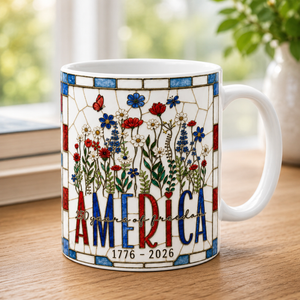 America 250 Faux Stained Glass Mug Wildflower Coffee Mug Floral Patriotic Cup Independence Day Gift 1781861977358.png
