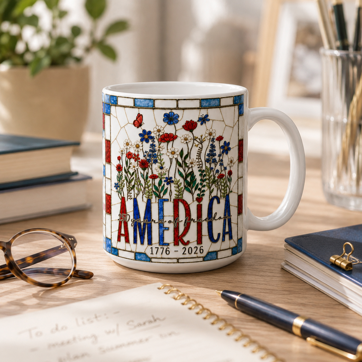 America 250 Faux Stained Glass Mug Wildflower Coffee Mug Floral Patriotic Cup Independence Day Gift 1781861977500.png