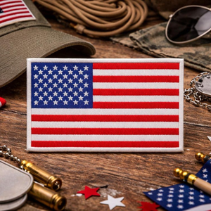 American Flag Patch Iron On White Patriotic Red White Blue   Veteran Made Sew Or Iron On Usa Tactical Uniform Badge 1781931292158.png