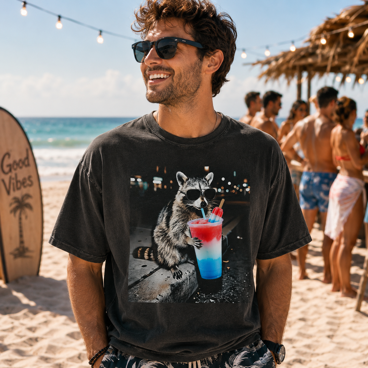 4th Of July Raccoon Drinking Patriotic Slushie Comfort Colors Shirt Funny American Meme Tee Red White Blue Popsicle Drink Shirt 1782099500241.png