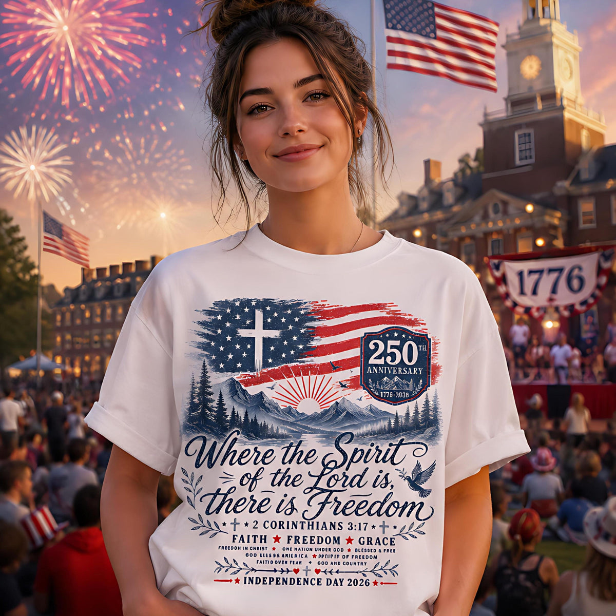 Where The Spirit Of The Lord Is Freedom Shirt American Flag Cross 250th Tee Comfort Colors Christian Usa T Shirt 1782102811346.jpg