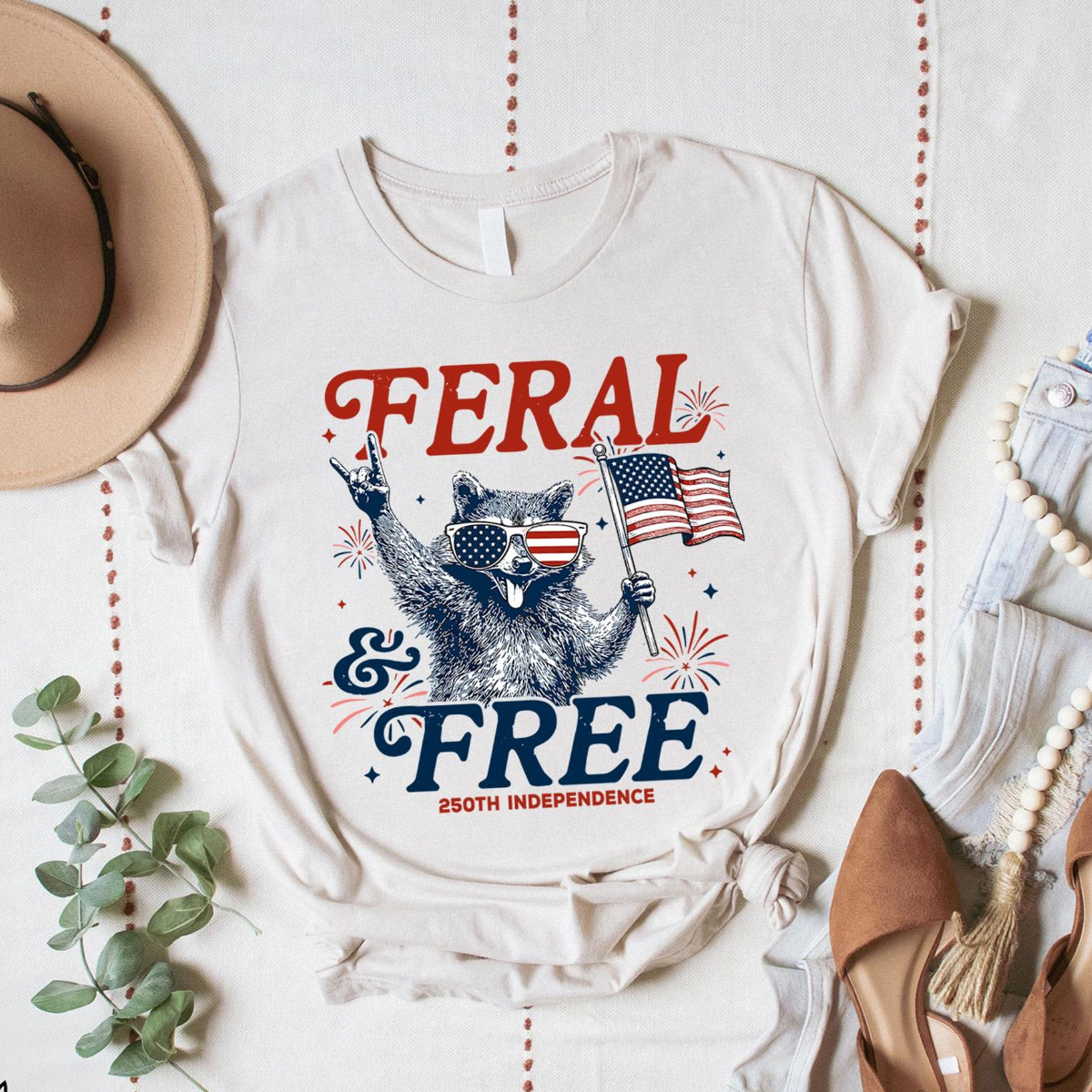Feral And Free Raccoon T Shirt 4th Of July Independence Day Gift 1782179798110.png