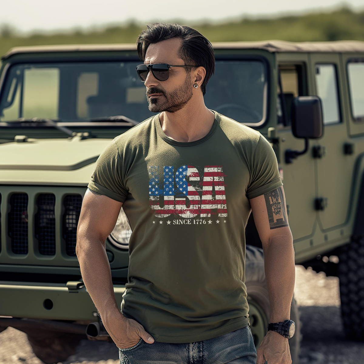 Usa Since 1776 Tee Retro American Flag Patriotic T Shirt 1782186554188.png
