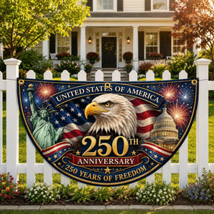Usa 250th Anniversary Patriotic Bunting Banner Custom Family Name America 1776 2026 Semicircle Fence Flag Christian Freedom Porch Decor 1782186844765.jpg