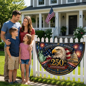Usa 250th Anniversary Patriotic Bunting Banner Custom Family Name America 1776 2026 Semicircle Fence Flag Christian Freedom Porch Decor 1782186844802.jpg