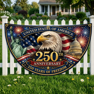 Usa 250th Anniversary Patriotic Bunting Banner Custom Family Name America 1776 2026 Semicircle Fence Flag Christian Freedom Porch Decor 1782186844842.jpg