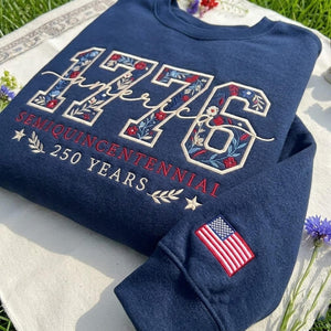 Embroidered Varsity 1776 Floral Shirt Happy 250th Birthday Crewnecksemiquincentennial Gift 4th Of July Patriotic Gift Usa Floral Shirt 1782187638103.jpg