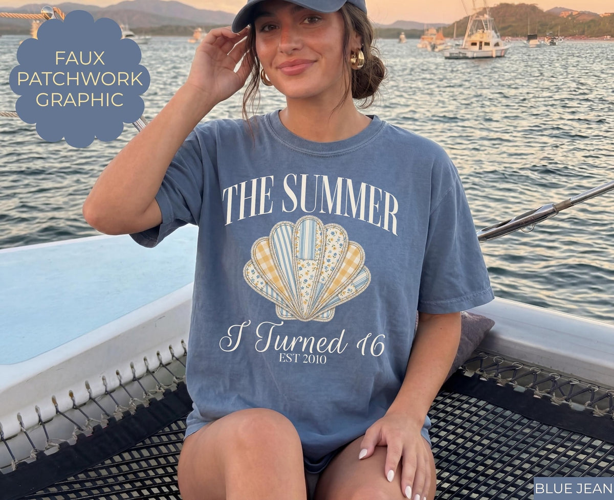The Summer I Turned 16 Shirt 16th Birthday Shirt Faux Patchwork Beach Birthday Shirt 16th Birthday Gift For Girl 1782187889464.jpg