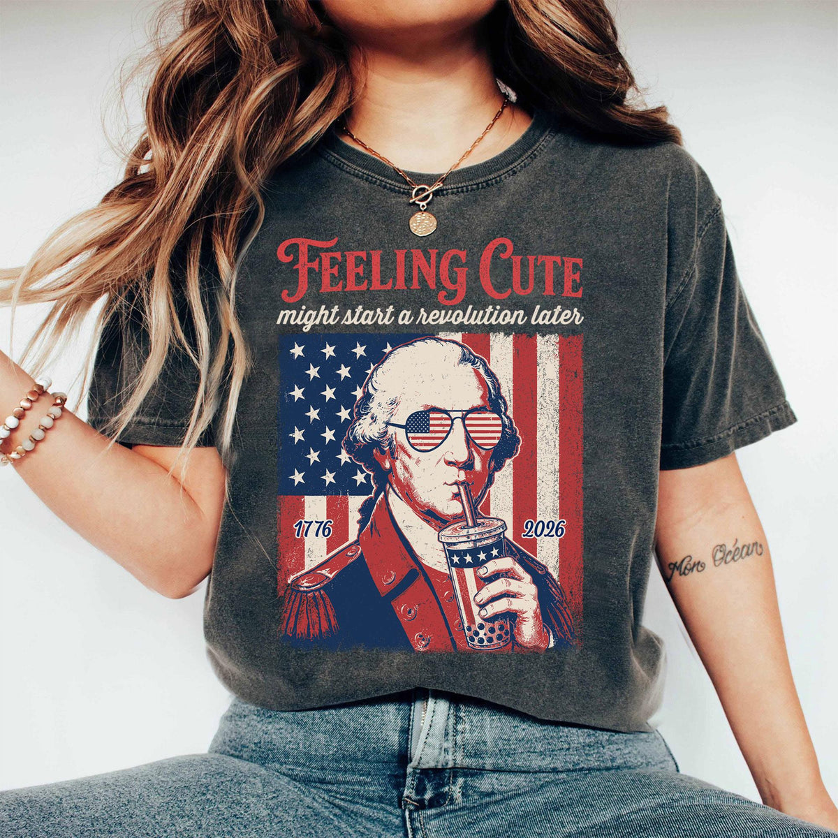 Funny 4th Of July Shirt George Washington Boba Tea Tee 1776 2026 Feeling Cute Meme 250th Anniversary Patriotic Gift Us History Lover 1782190176240.jpg