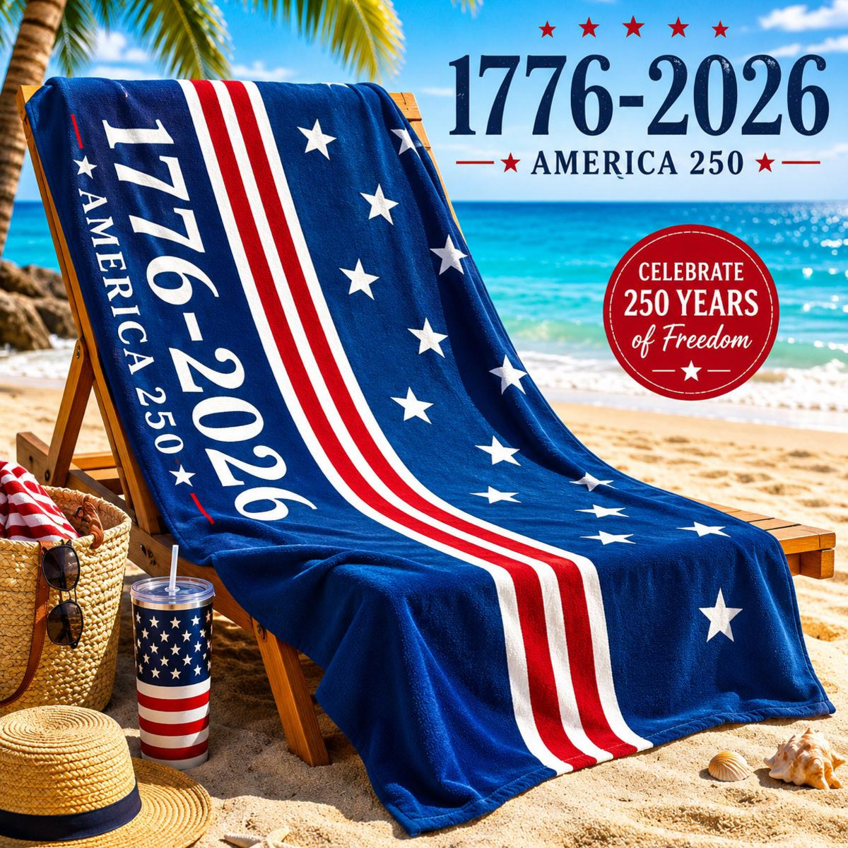 America 250 Beach Towel 1776 2026 Patriotic Pool Towel Oversized Summer Towel Fourth Of July Gift Usa Pride 1782200122612.png
