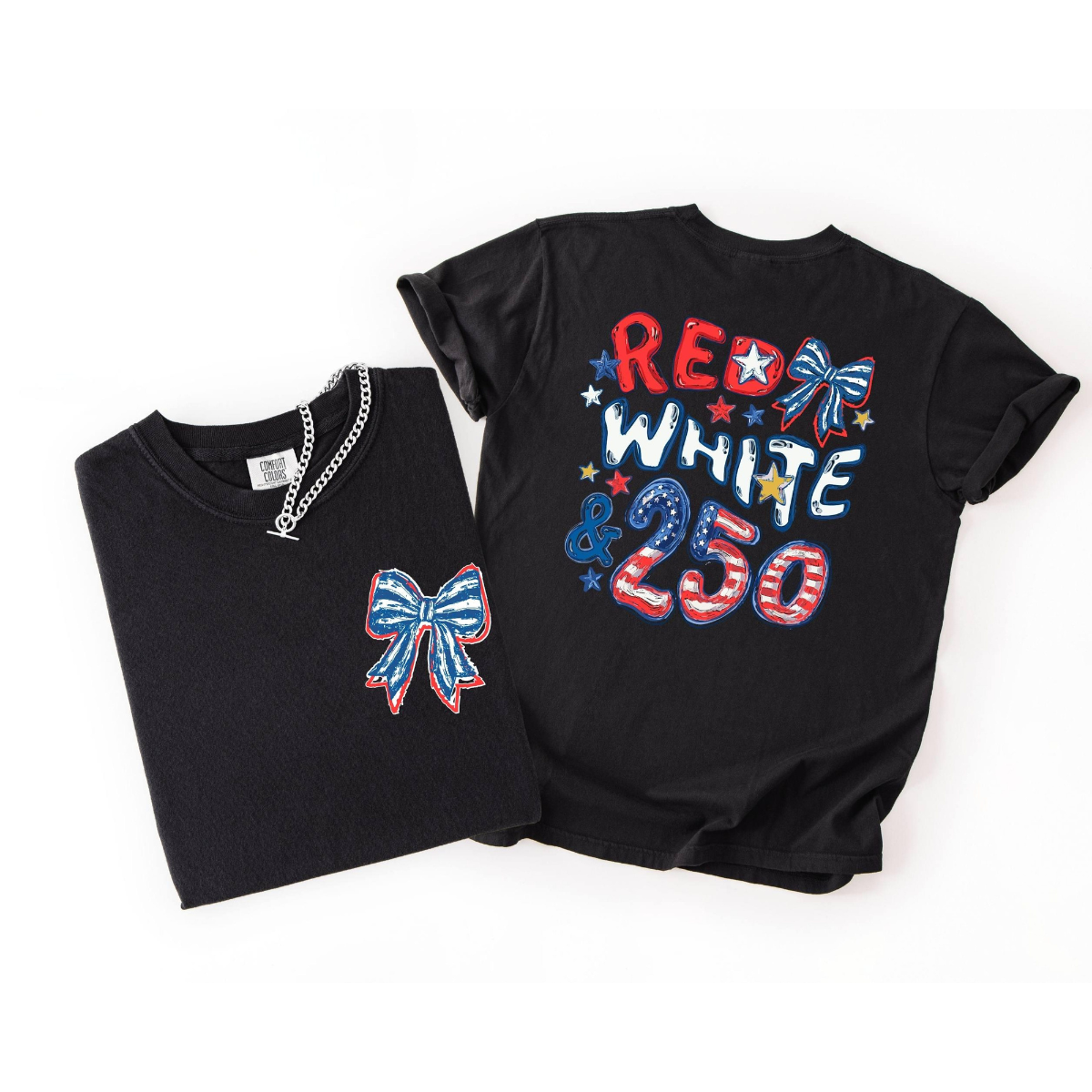 Red White And 250 Shirt Coquette 4th Of July Tee  America 250th Anniversary Comfort Colors  Patriotic Bow Front Back Usa Holiday Gift Top 1782201538916.png