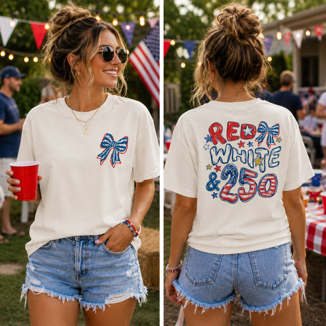Red White And 250 Shirt Coquette 4th Of July Tee  America 250th Anniversary Comfort Colors  Patriotic Bow Front Back Usa Holiday Gift Top 1782201539338.png