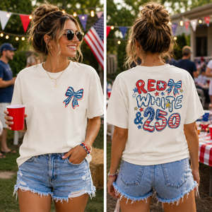 Red White And 250 Shirt Coquette 4th Of July Tee  America 250th Anniversary Comfort Colors  Patriotic Bow Front Back Usa Holiday Gift Top 1782201539338.png