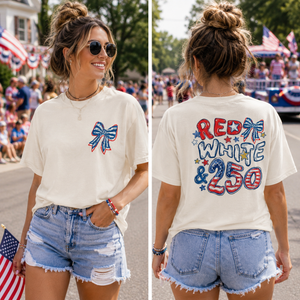 Red White And 250 Shirt Coquette 4th Of July Tee  America 250th Anniversary Comfort Colors  Patriotic Bow Front Back Usa Holiday Gift Top 1782201539593.png