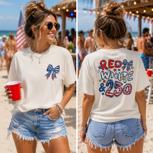 Red White And 250 Shirt Coquette 4th Of July Tee  America 250th Anniversary Comfort Colors  Patriotic Bow Front Back Usa Holiday Gift Top 1782201540248.png