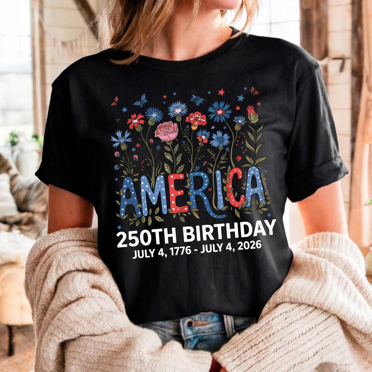 Flower Usa Shirt 250th Anniversary Shirt 4th Of July Gift Independence Day T Shirt Patriotic Usa Shirt America Floral Birthday Tee 1782267987105.jpg