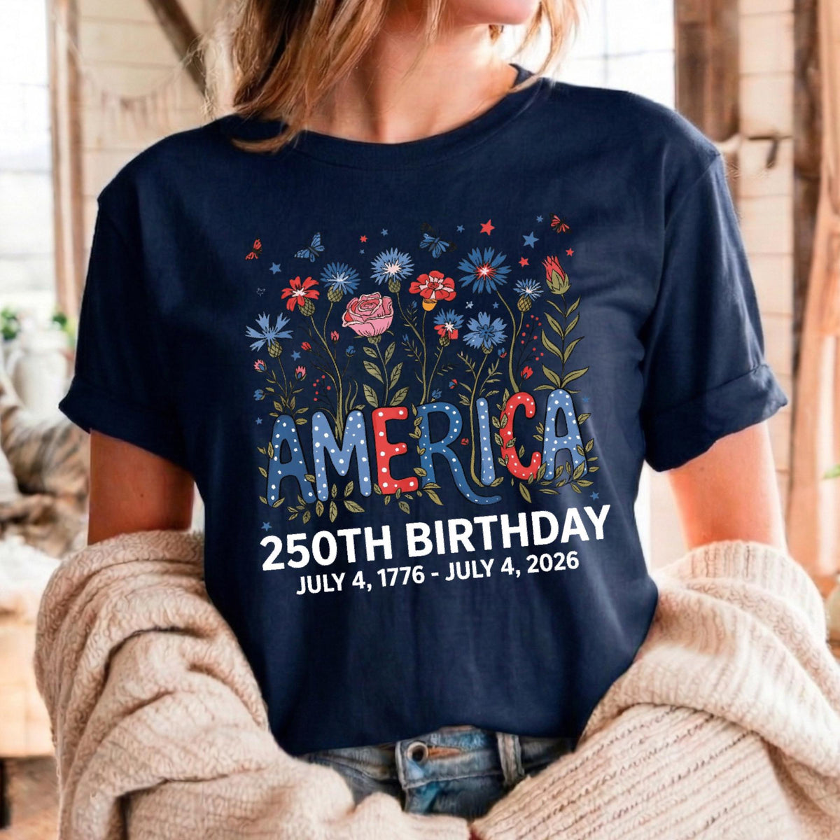 Flower Usa Shirt 250th Anniversary Shirt 4th Of July Gift Independence Day T Shirt Patriotic Usa Shirt America Floral Birthday Tee 1782267987182.jpg