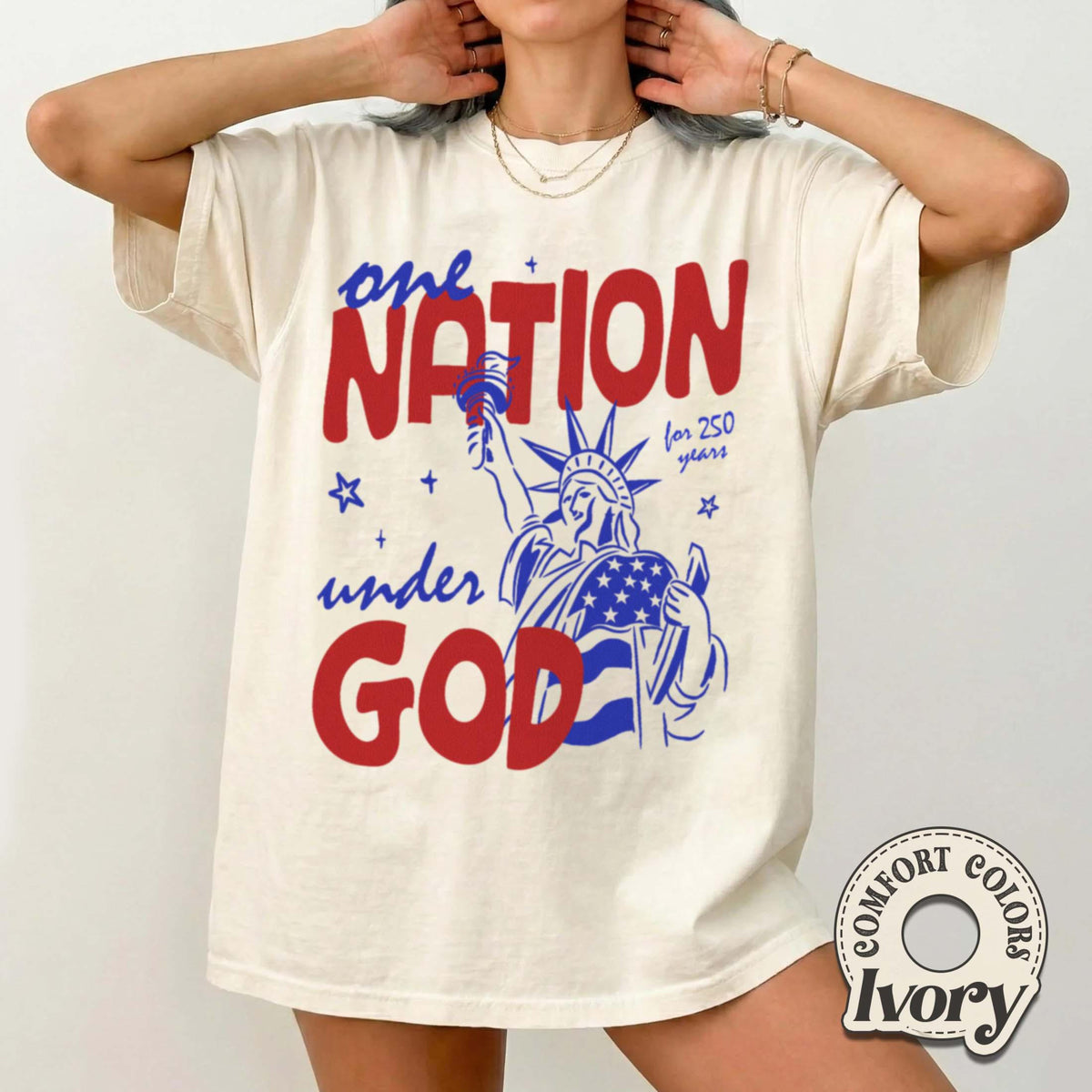 One Nation Under God Comfort Colors Shirt Patriotic Graphic Tee Independence Day Apparel 1782273534546.jpg