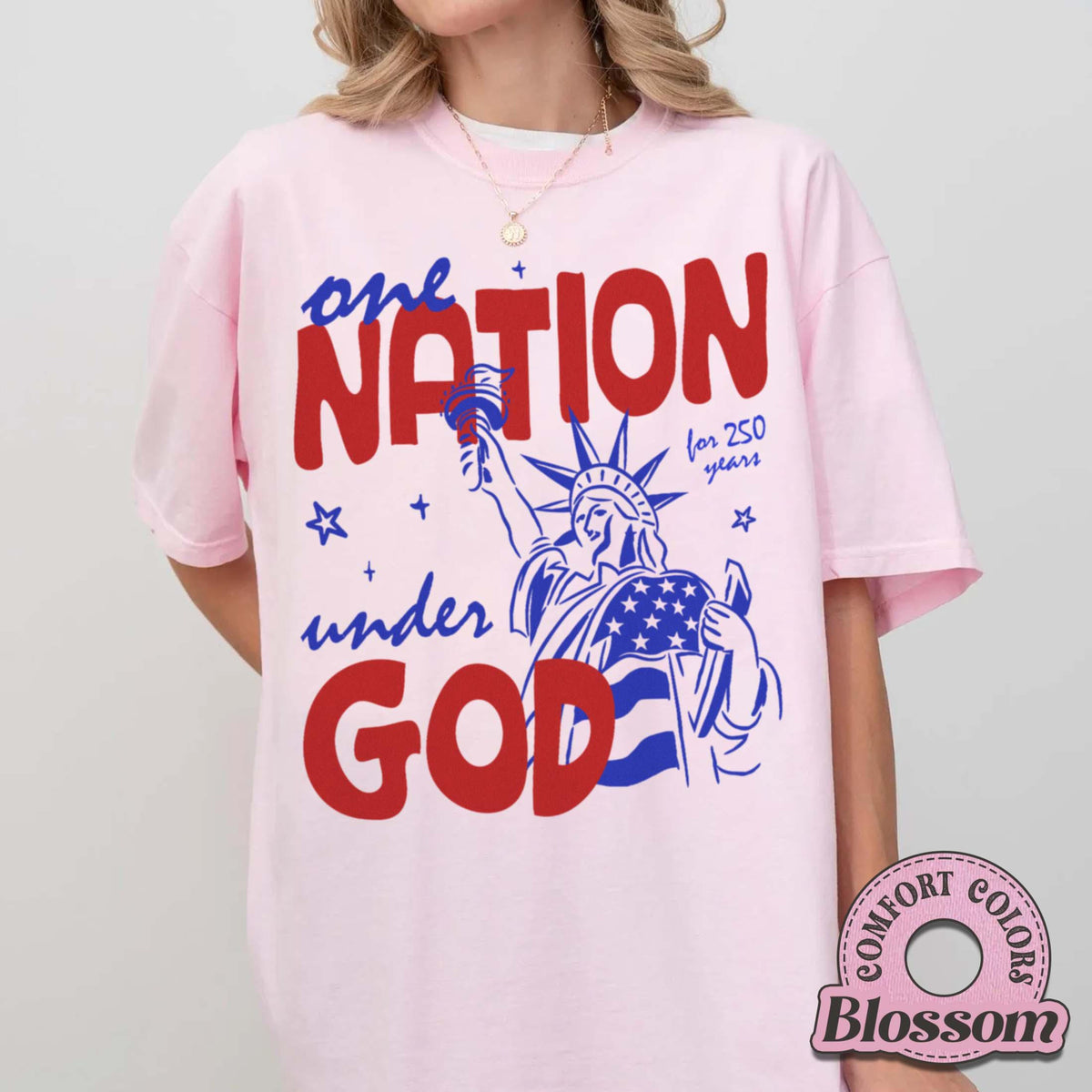 One Nation Under God Comfort Colors Shirt Patriotic Graphic Tee Independence Day Apparel 1782273534733.jpg
