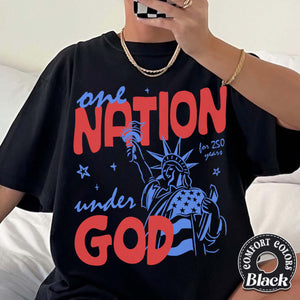 One Nation Under God Comfort Colors Shirt Patriotic Graphic Tee Independence Day Apparel 1782273535010.jpg