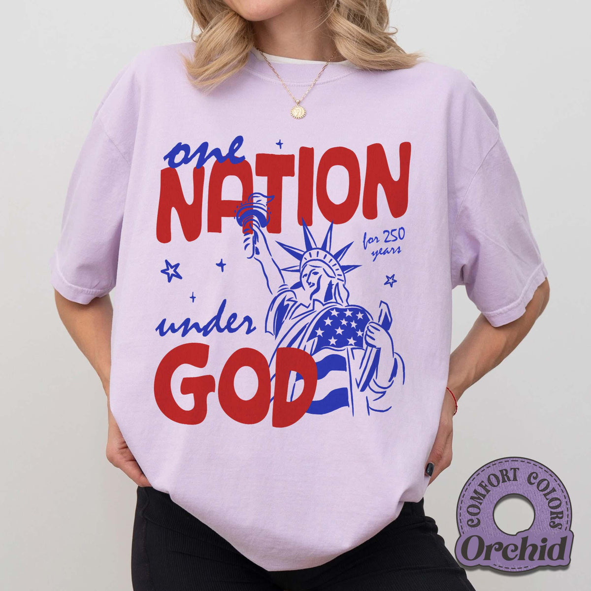 One Nation Under God Comfort Colors Shirt Patriotic Graphic Tee Independence Day Apparel 1782273535798.jpg