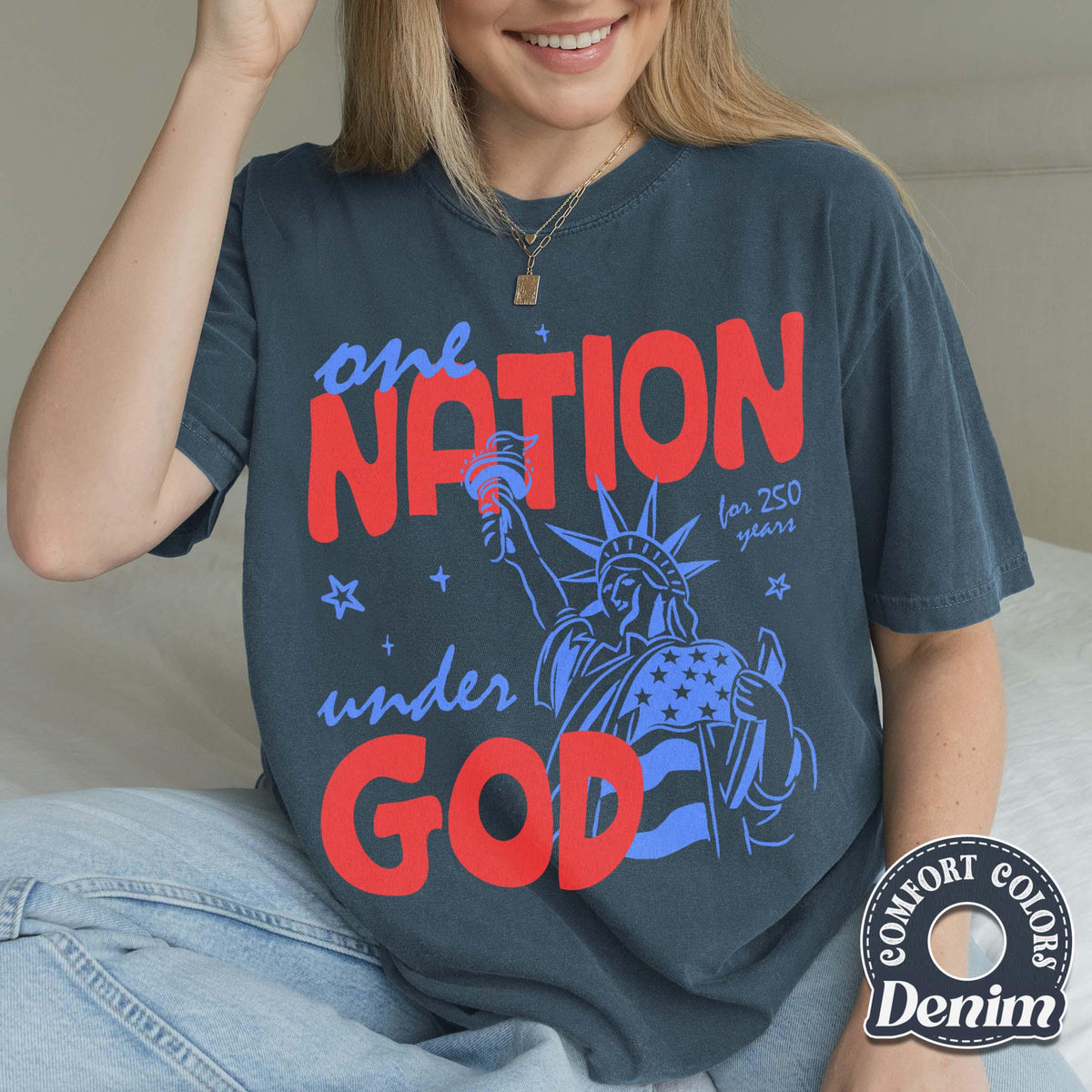 One Nation Under God Comfort Colors Shirt Patriotic Graphic Tee Independence Day Apparel 1782273536324.jpg