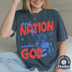 One Nation Under God Comfort Colors Shirt Patriotic Graphic Tee Independence Day Apparel 1782273536324.jpg