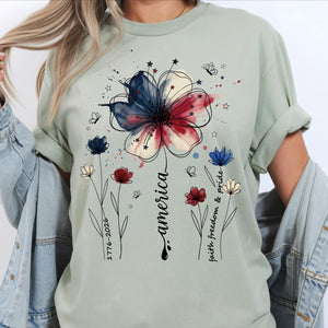 Usa 250th Anniversary Floral Shirt 1776 2026 Comfort Colors Patriotic Wildflower Tee America 250 Years Freedom 4th Of July Tee Women Boho 1782275414021.jpg