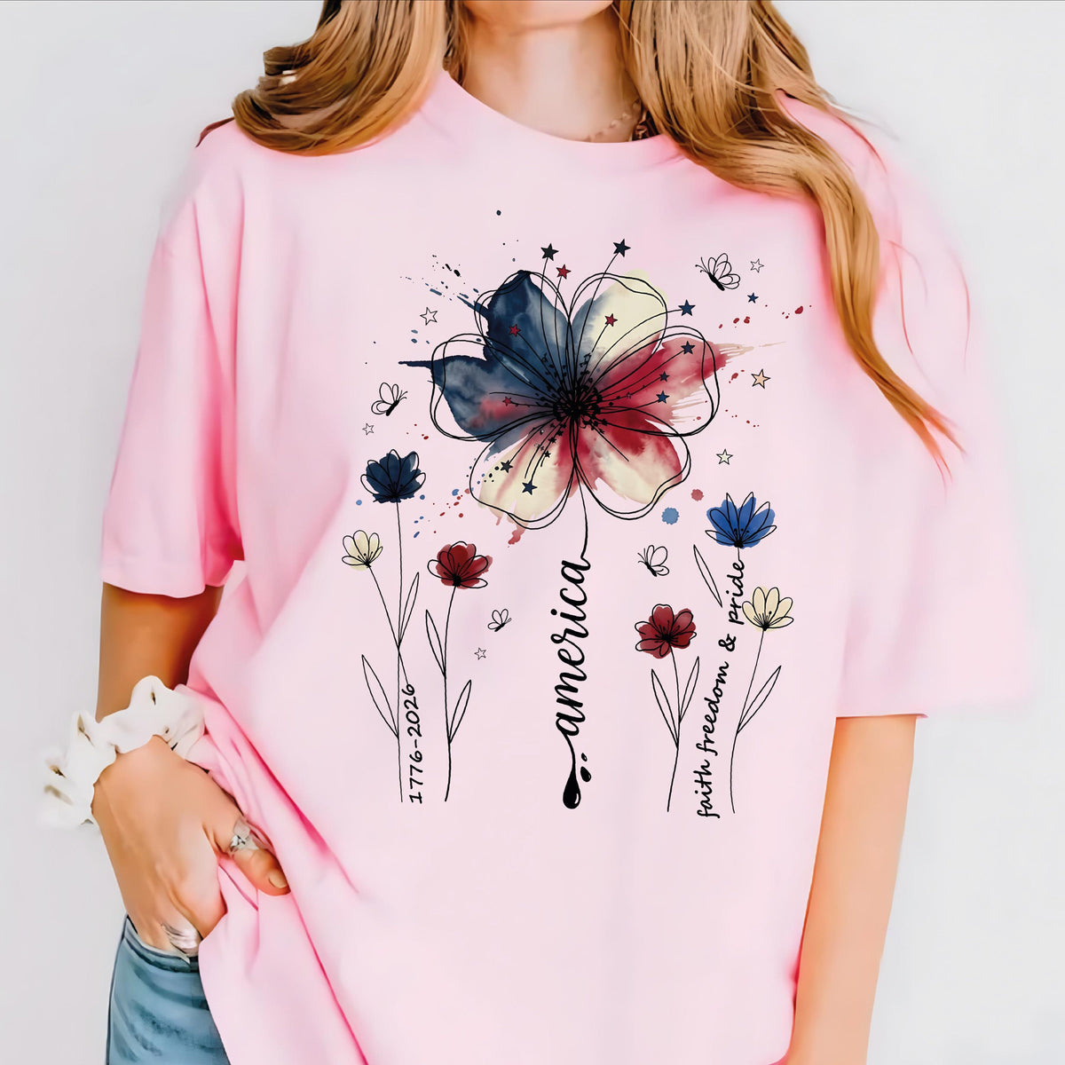 Usa 250th Anniversary Floral Shirt 1776 2026 Comfort Colors Patriotic Wildflower Tee America 250 Years Freedom 4th Of July Tee Women Boho 1782275414178.jpg