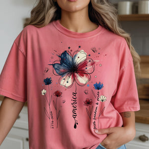 Usa 250th Anniversary Floral Shirt 1776 2026 Comfort Colors Patriotic Wildflower Tee America 250 Years Freedom 4th Of July Tee Women Boho 1782275414650.jpg