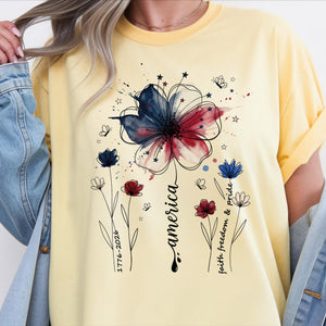 Usa 250th Anniversary Floral Shirt 1776 2026 Comfort Colors Patriotic Wildflower Tee America 250 Years Freedom 4th Of July Tee Women Boho 1782275414893.jpg