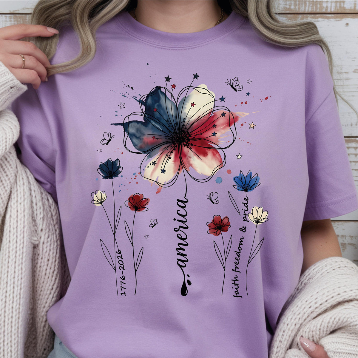 Usa 250th Anniversary Floral Shirt 1776 2026 Comfort Colors Patriotic Wildflower Tee America 250 Years Freedom 4th Of July Tee Women Boho 1782275414926.jpg