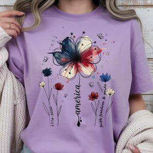 Usa 250th Anniversary Floral Shirt 1776 2026 Comfort Colors Patriotic Wildflower Tee America 250 Years Freedom 4th Of July Tee Women Boho 1782275414926.jpg